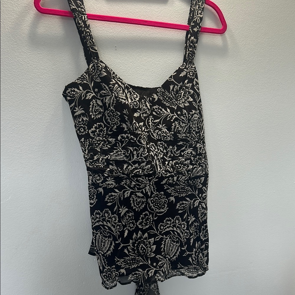 Floral Black and White Women's Top
